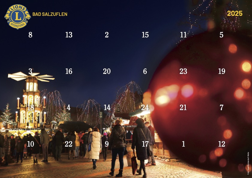 Ansicht des Kalenders von 2025