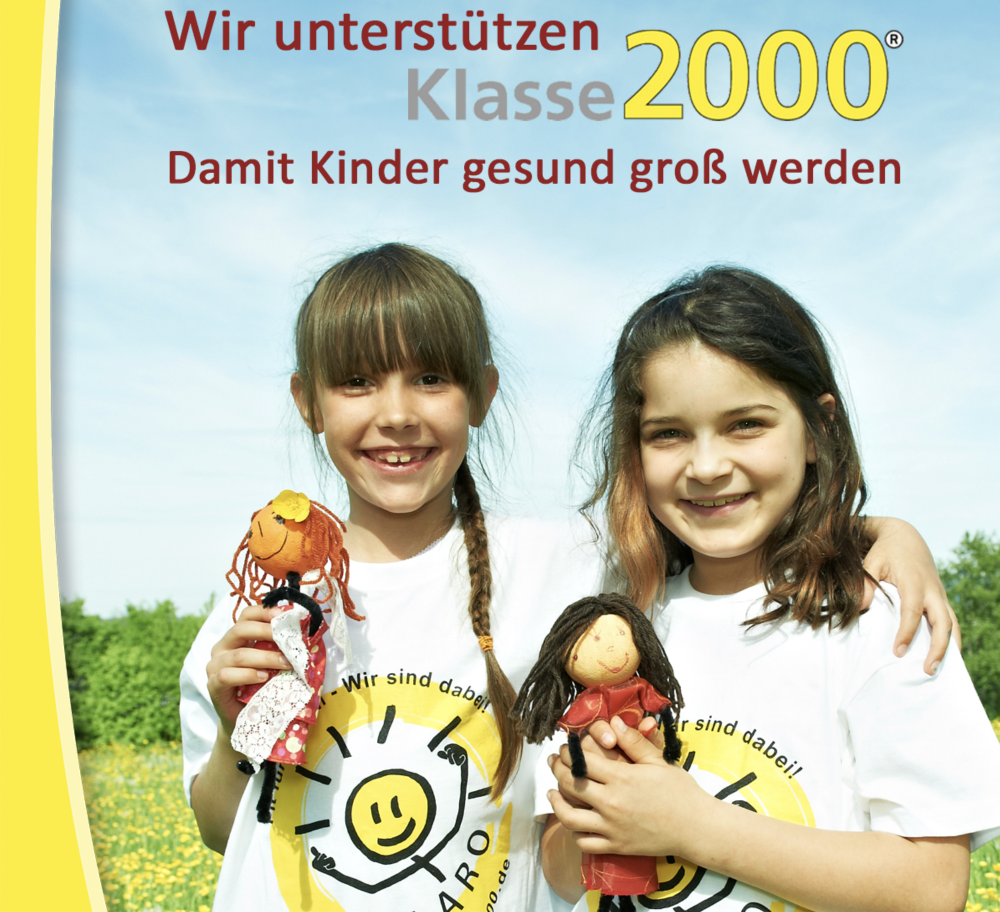 Zwei Mädchen auf einem Plakat für Klasse2000